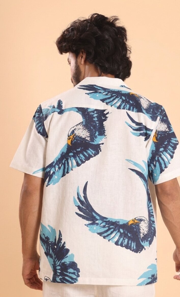 Men's printed handspun cotton casual half shirts