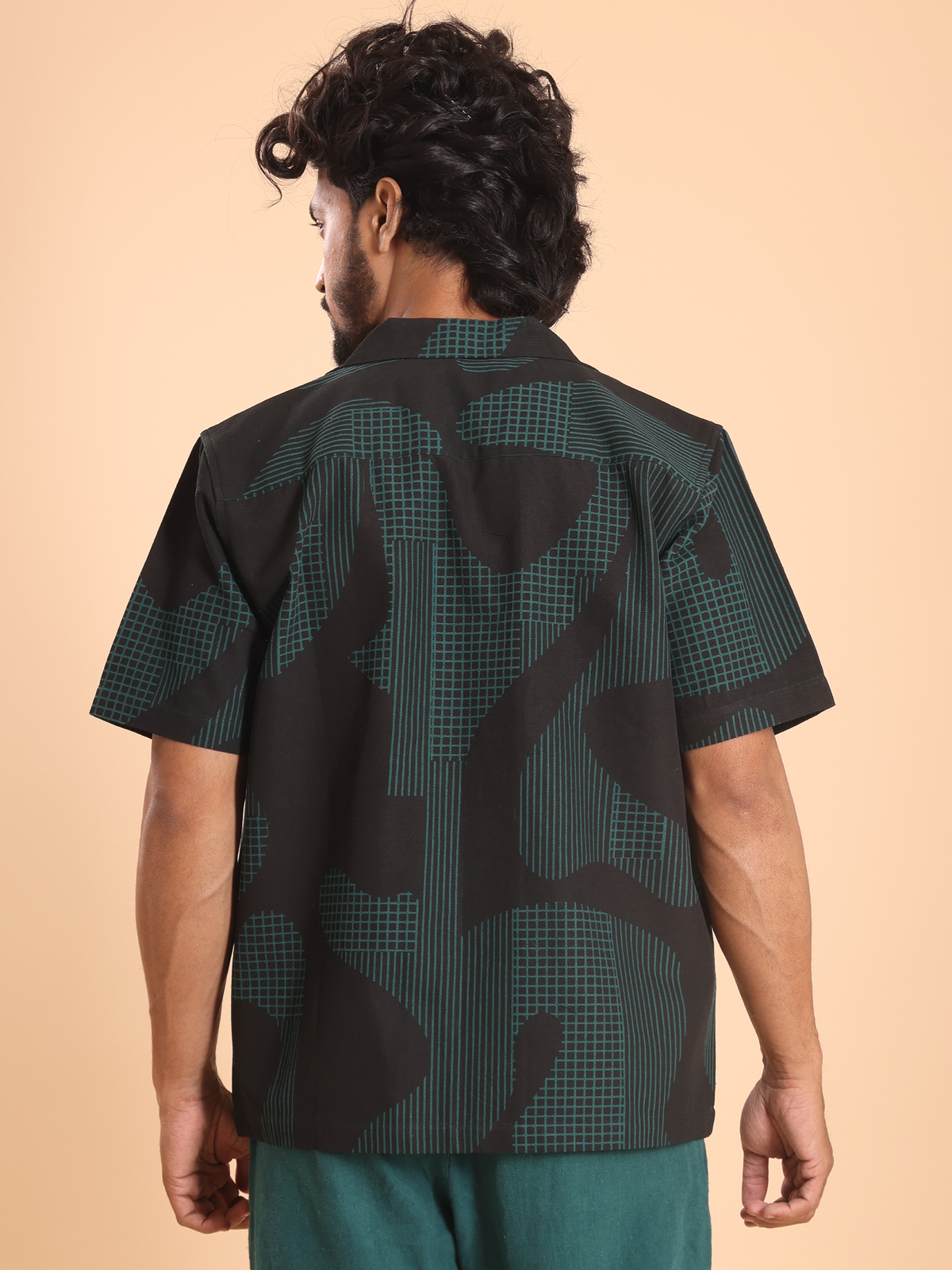 Black men's handspun cotton shirt front view