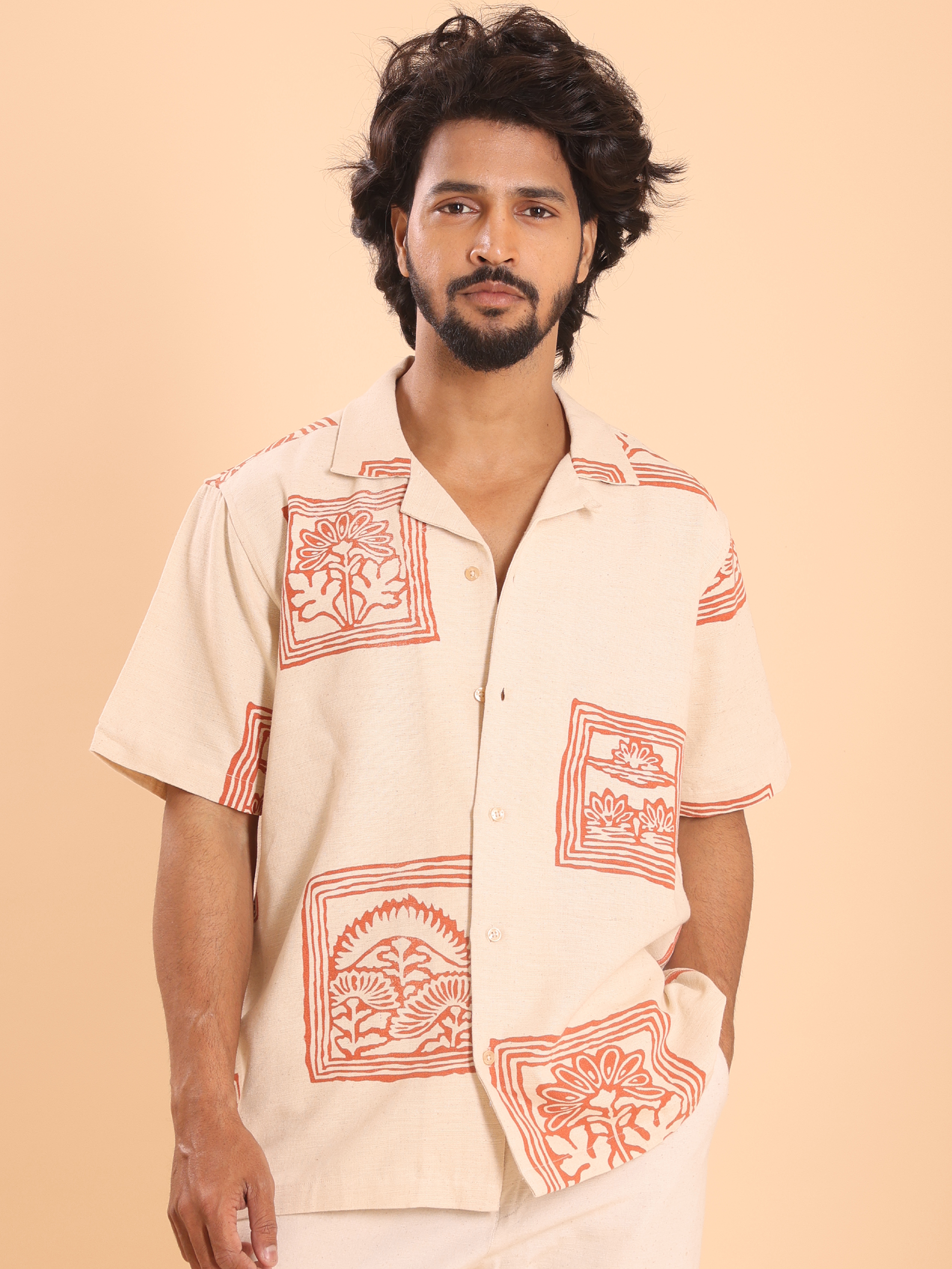 Men's Handspun Cotton Casual Half Shirt