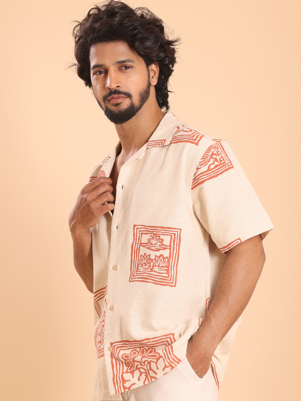 Men's Handspun Cotton Casual Half Shirt