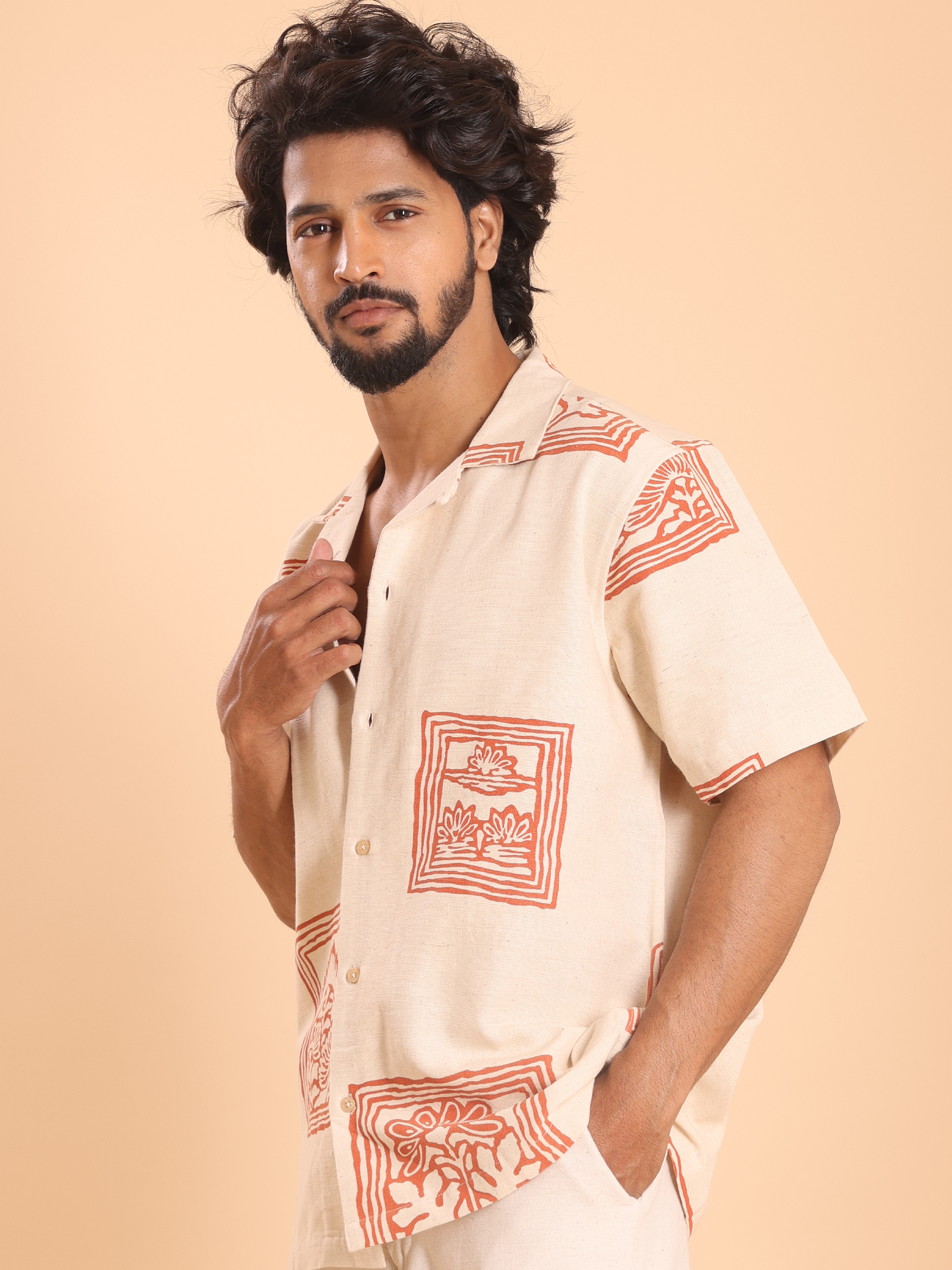 Men's Handspun Cotton Casual Half Shirt