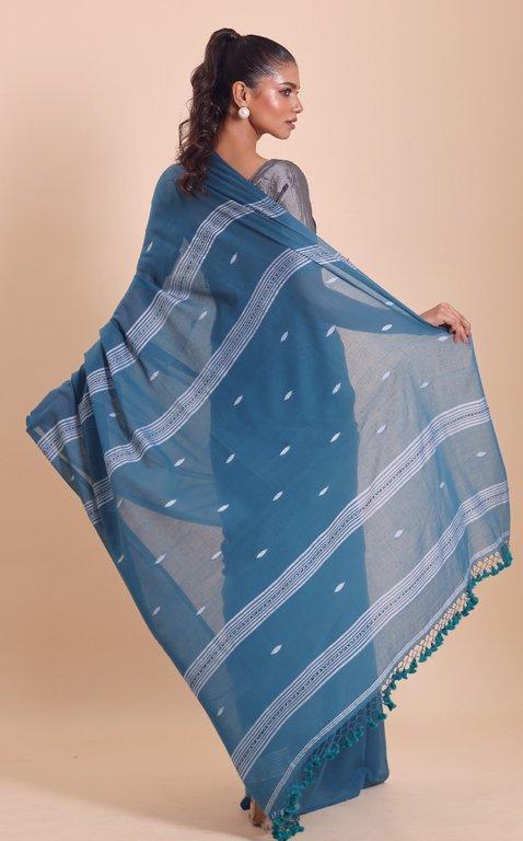 Handloom Malmal Saree- Teal