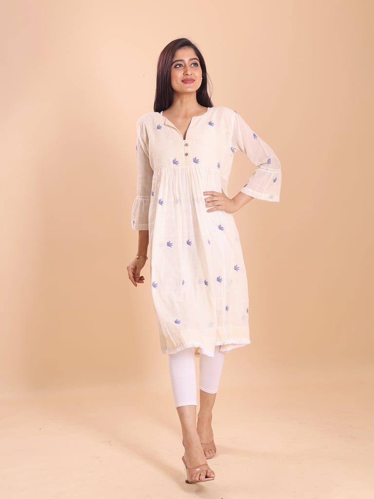 BLOUSON JAMDANI EMPIRE GATHERED ETHNIC KURTI
