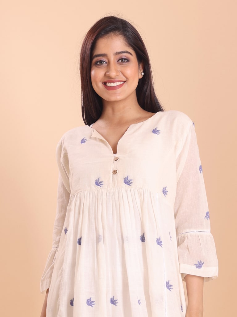 BLOUSON JAMDANI EMPIRE GATHERED ETHNIC KURTI