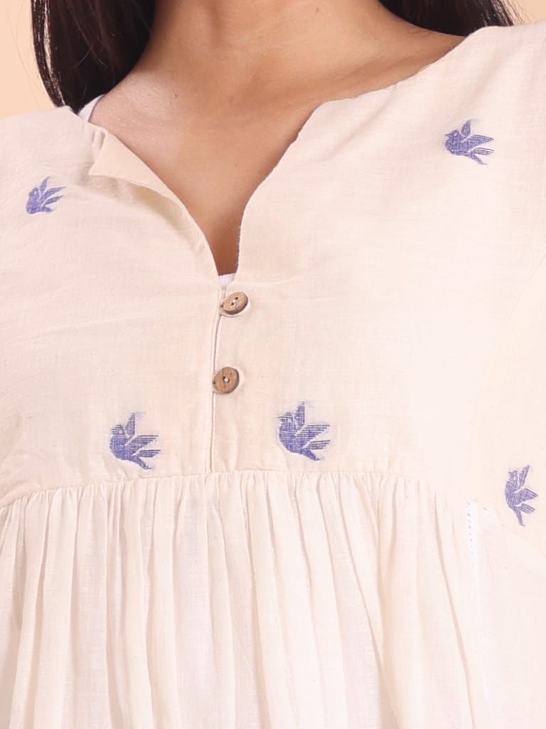 BLOUSON JAMDANI EMPIRE GATHERED ETHNIC KURTI