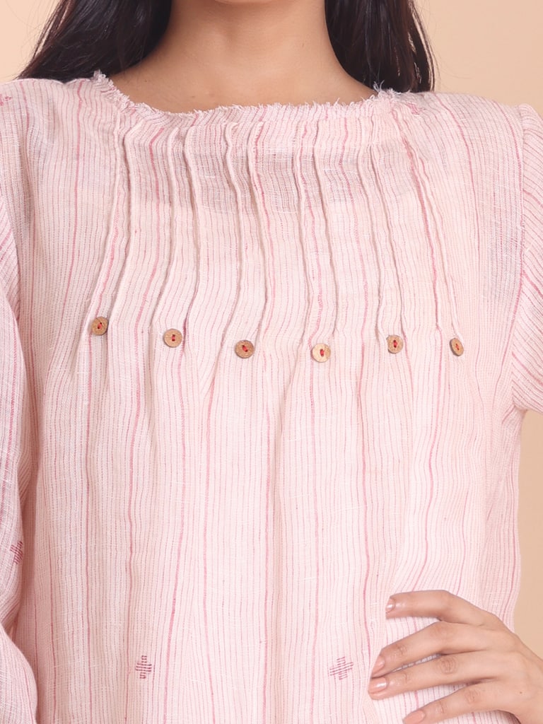 BLOUSON WOMEN LINEN JAMDANI A-LINE RAPEL DRESS