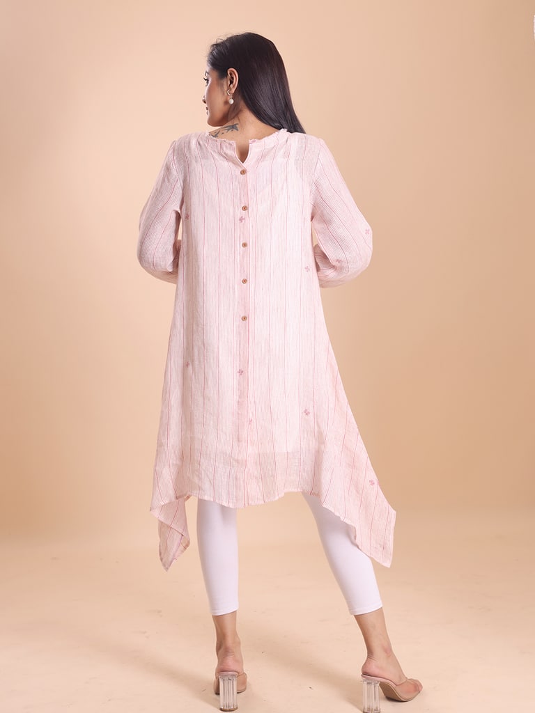 BLOUSON WOMEN LINEN JAMDANI A-LINE RAPEL DRESS