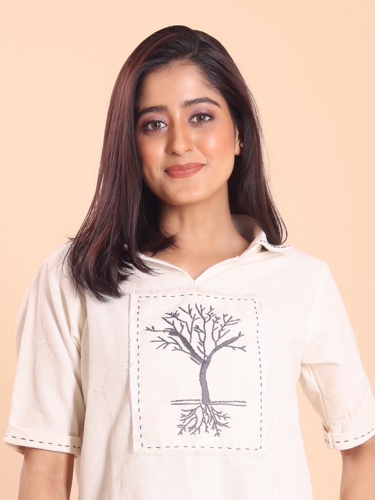 BLOUSON WOMEN HANDSPUN COTTON HAND EMBROIDERED TOP