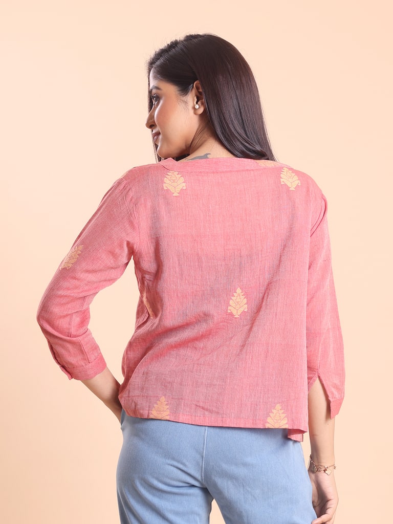 BLOUSON WOMEN COTTON JAMDANI FIT & FLARE TOP