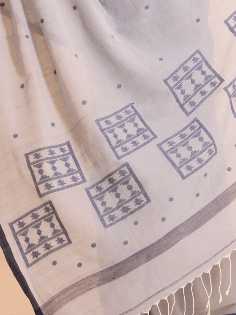 Handloom Starbox Jamdani Saree - Grey