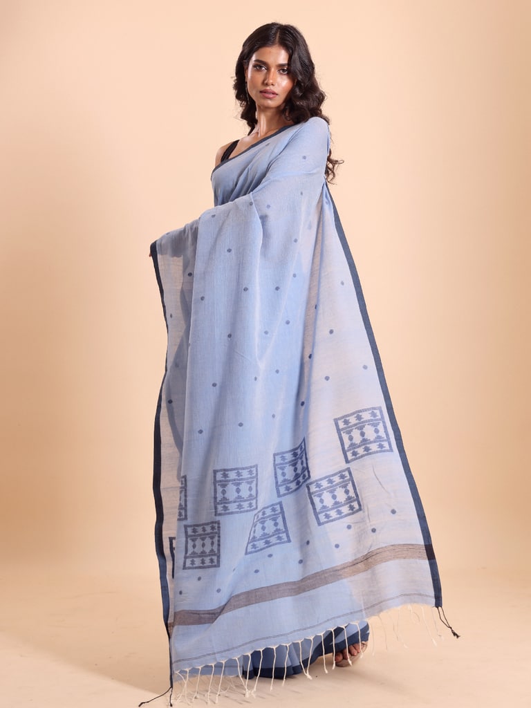 Handloom Starbox Jamdani Saree - Star Light