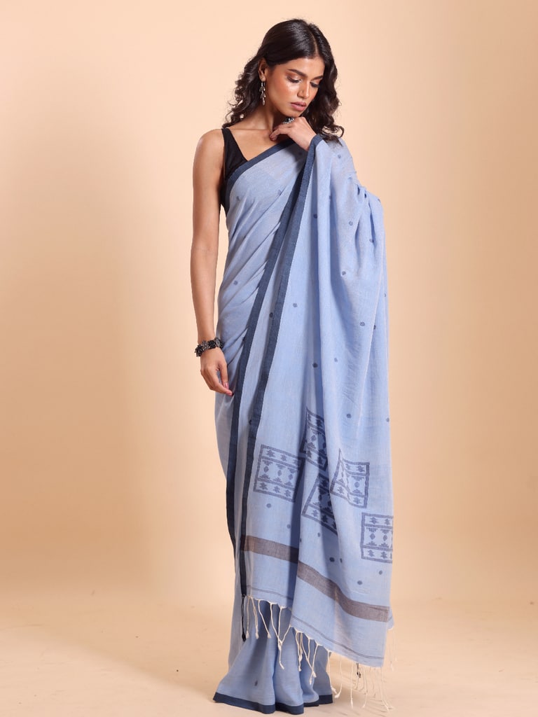 Handloom Starbox Jamdani Saree - Star Light