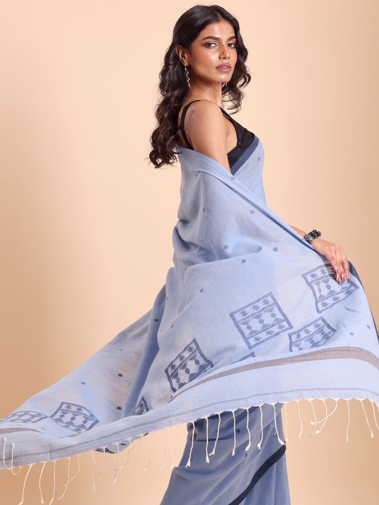 Handloom Starbox Jamdani Saree - Star Light