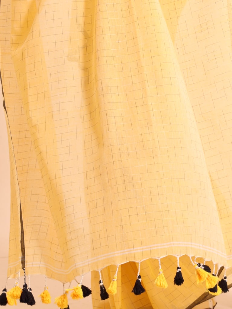 Handloom Malmal Cotton Tie-Dye Saree - Golden Haze