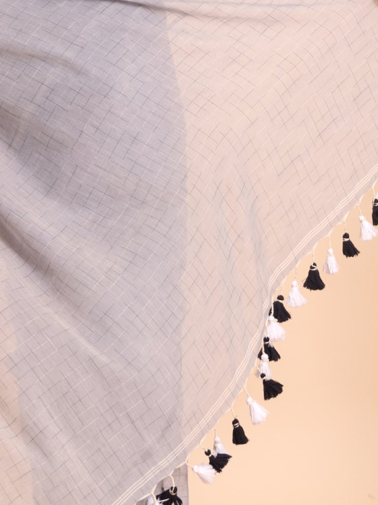 Handloom Malmal Cotton Tie-Dye Saree - Steel Grey