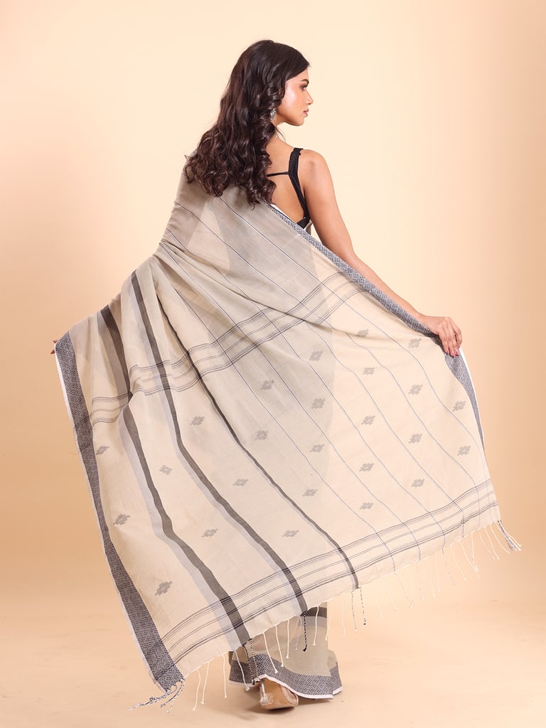 Handloom Bhumri Line Saree - Angora