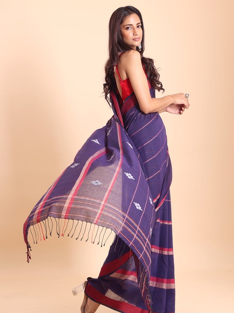 Handloom Bhumri Line Saree - Petunia