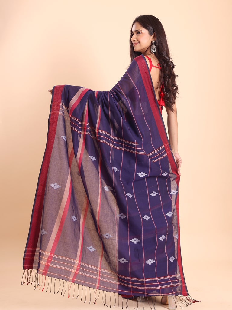 Handloom Bhumri Line Saree - Petunia