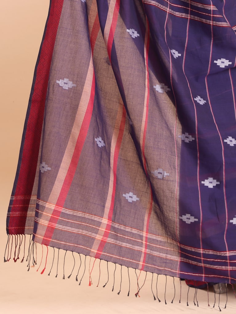 Handloom Bhumri Line Saree - Petunia