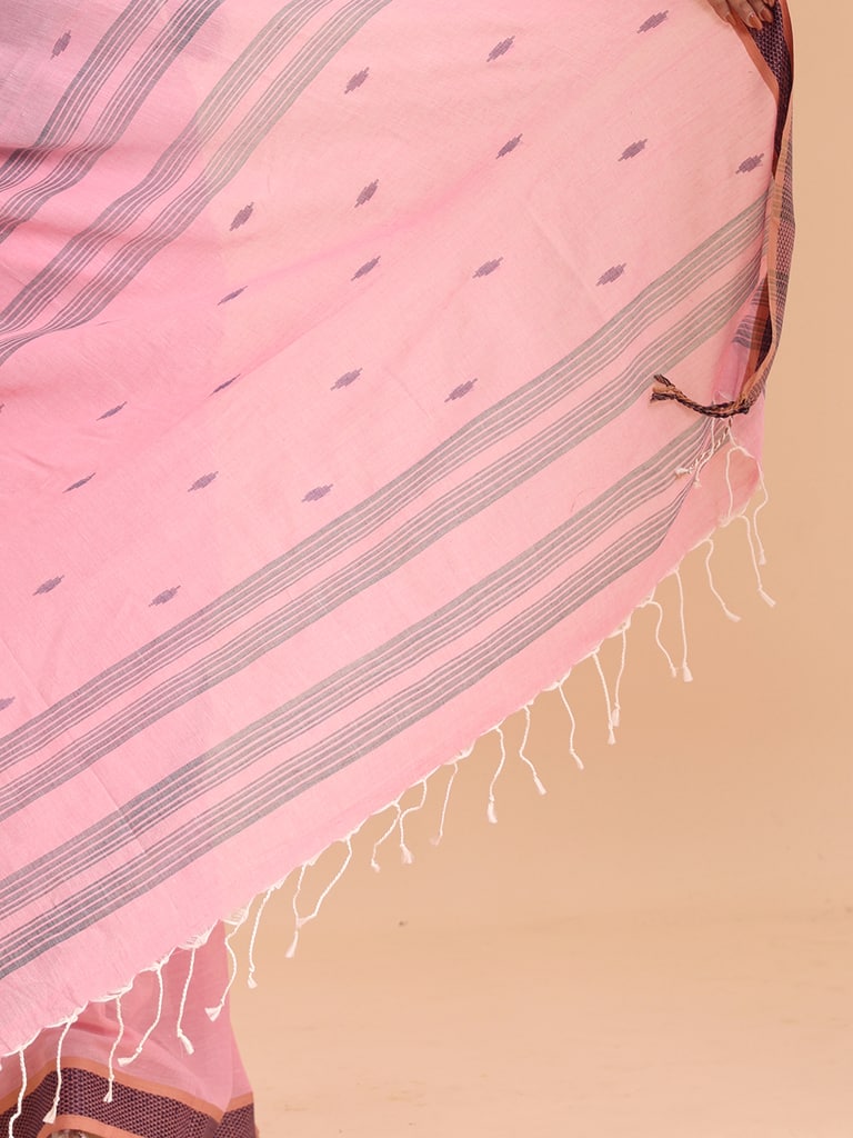 Handloom Buti Santipuri Saree - Light Pink