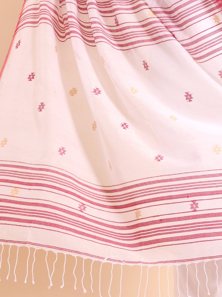 Handloom New Charpati Jamdani Saree - Off White