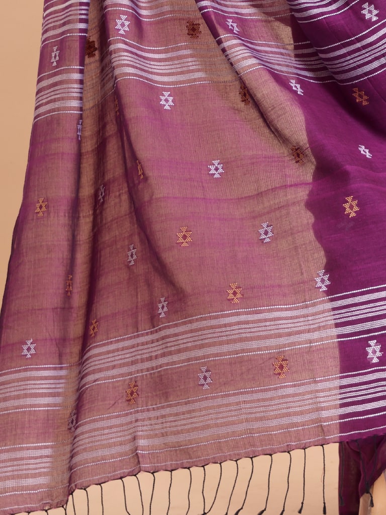 Handloom New Charpati Jamdani Saree - Purple Orcid