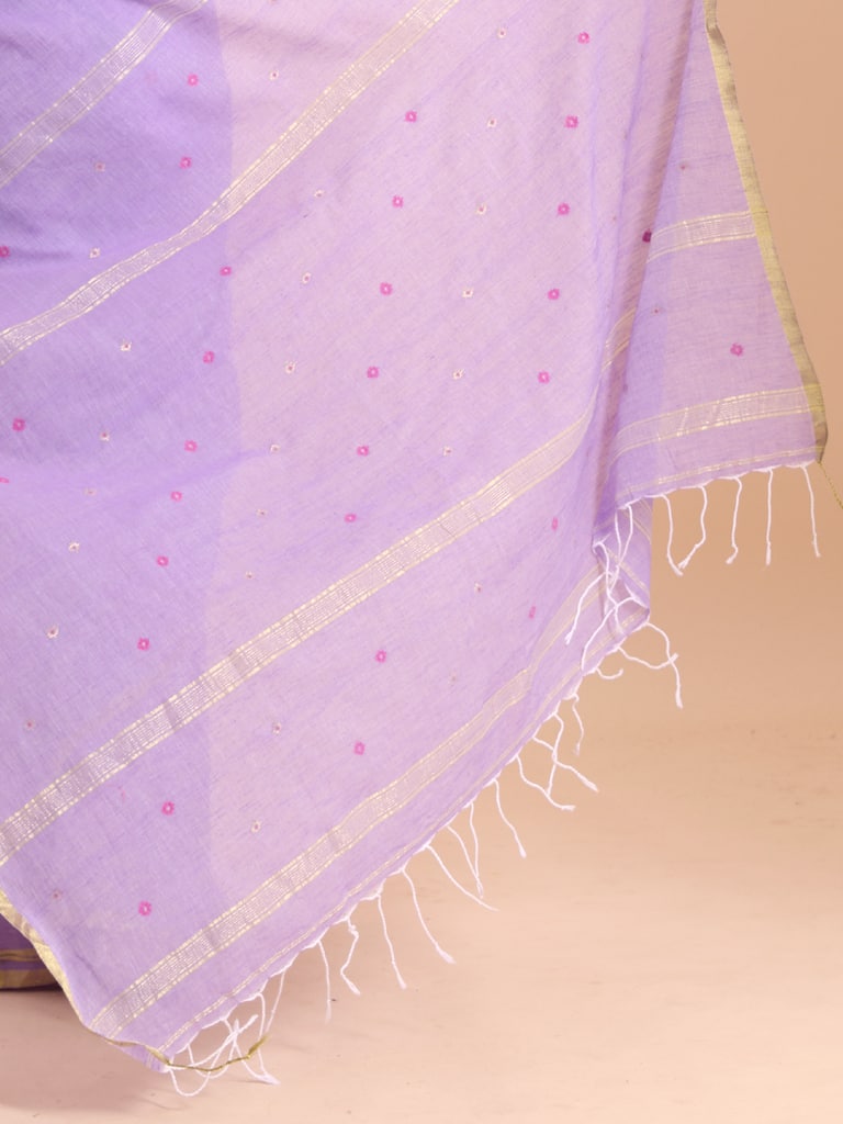 Handloom Mina Buti Jamdani Saree - Mauve
