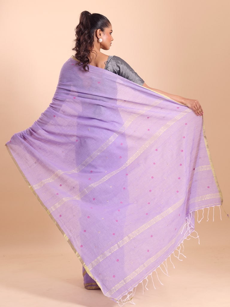 Handloom Mina Buti Jamdani Saree - Mauve