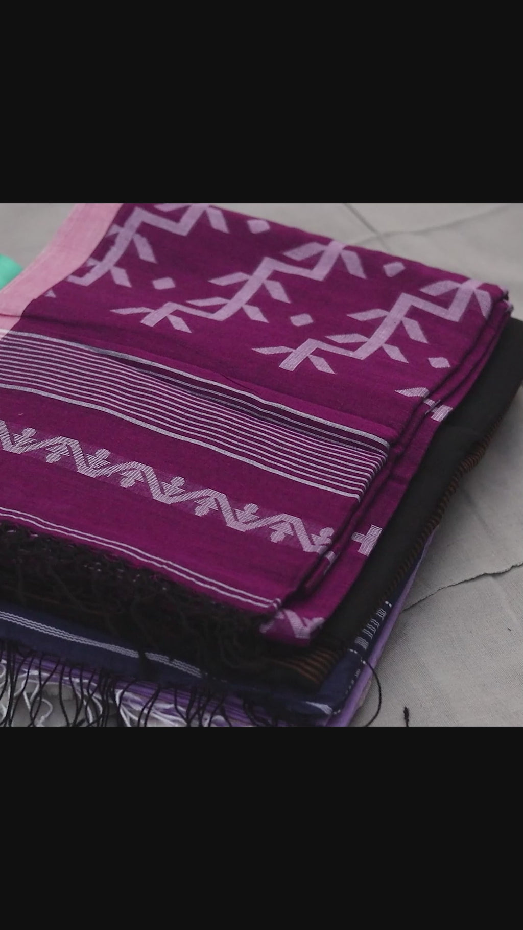 Handloom Cotton Lata Jacquard Jamdani Saree - Purple Orcid