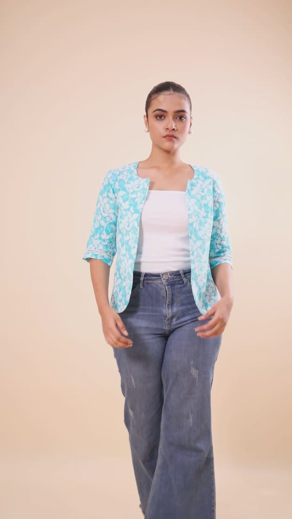 BLOUSON PRINTED VIOLET COTTON SHRUG