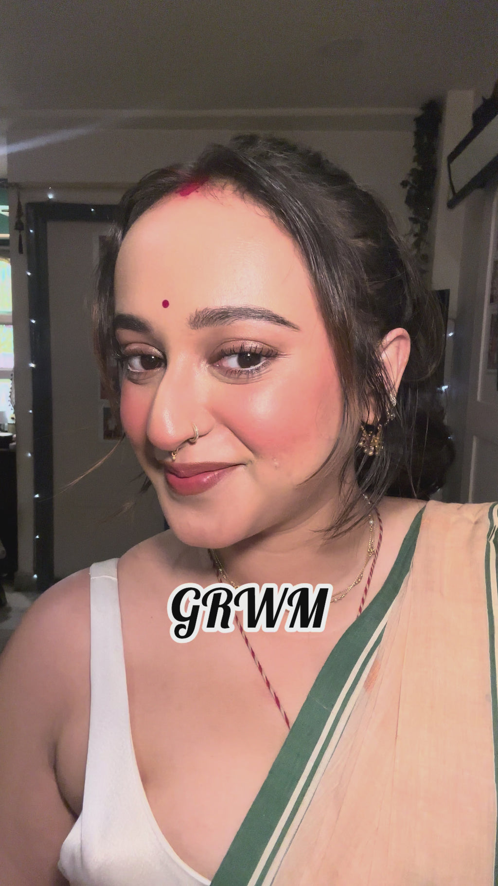 Handloom Malmal Cotton Handwoven Jamdani Saree - Peanut